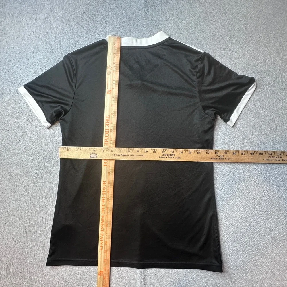 Adidas Soccer Jersey Mens M Black Climalite Striped V-Neck Athletic DY0094
